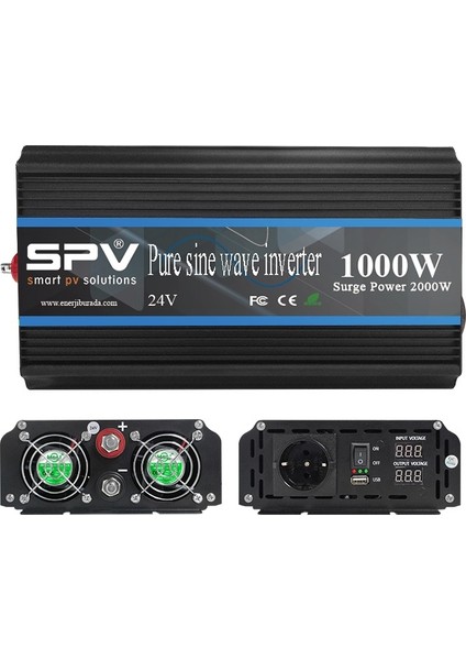 Geniş Kasa 1000W 24 Volt Tam Sınus Inverter - SPV-P1000W-24
