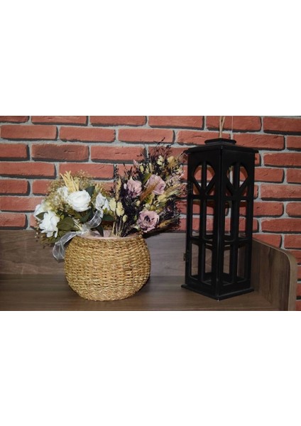 Dekoratif Küçük Tombul Vazo Sepet Saksılık 19X18 cm 1 Adet