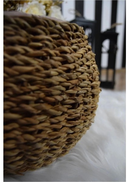 Dekoratif Küçük Tombul Vazo Sepet Saksılık 19X18 cm 1 Adet