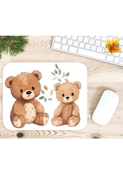 Sevimli Ayıcıklar Baskılı Özel Tasarım Dikdörtgen Kaydırmaz Mousepad