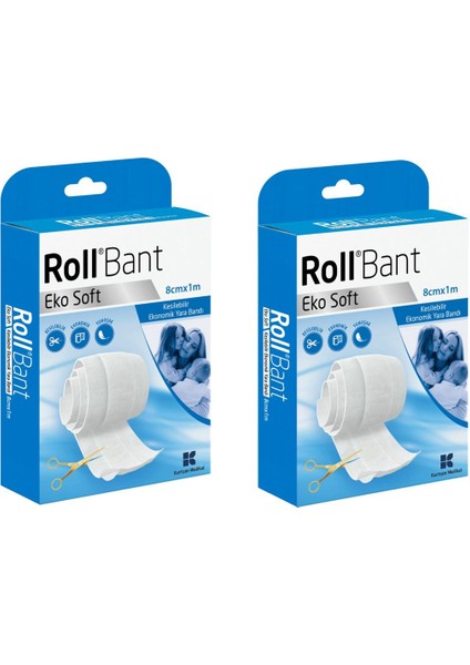 Bant Eko Soft Yara Bandı Kesilebilir 8 cm x 1 mt 2 Kutu