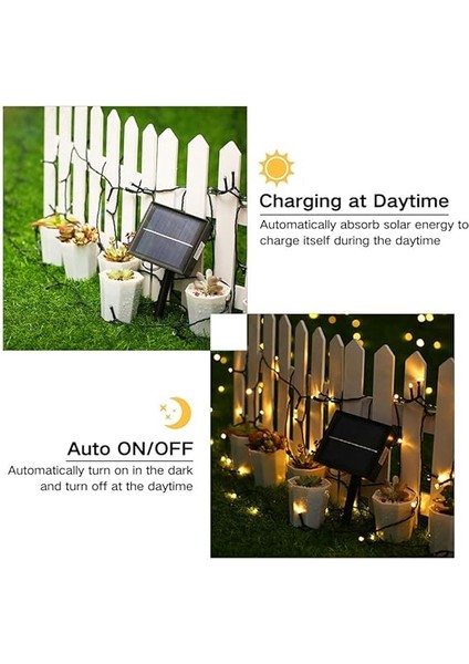 SD Works LED Solar String Lights Fairy Lights Güneş Enerjili LED Bahçe Aydınlatması 2 Adet