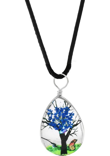 Damla Tasarım Mavi Çiçekli Doğa Temalı El Yapımı Natural Reçine Kolye fiyatları