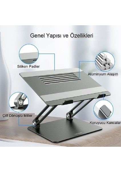 Full Alüminyum Ayarlanabilir MacBook Laptop Standı 10-17 Inç