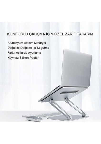 Full Alüminyum Ayarlanabilir MacBook Laptop Standı 10-17 Inç