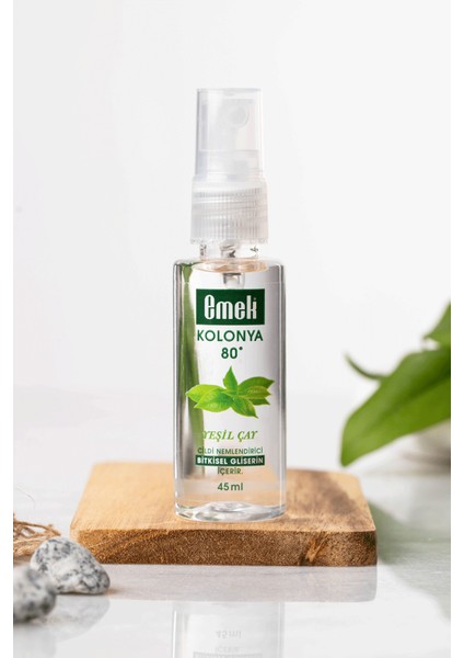 Gliserinli Kolonya Yeşil Çay 45 ml Sprey Ekonomik Paket - 15 Adet
