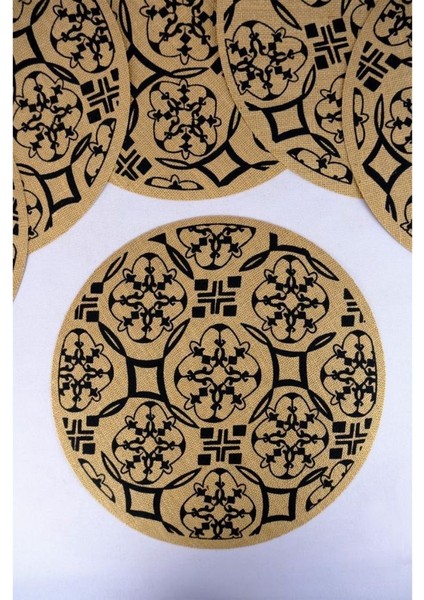 6’lı Jüt Amerikan Servisi Supla Yuvarlak Kahverengi 35 cm Desen-6 – CLY-J0035 C1-1-121