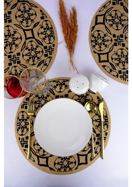 6’lı Jüt Amerikan Servisi Supla Yuvarlak Kahverengi 35 cm Desen-6 – CLY-J0035 C1-1-121 modelleri