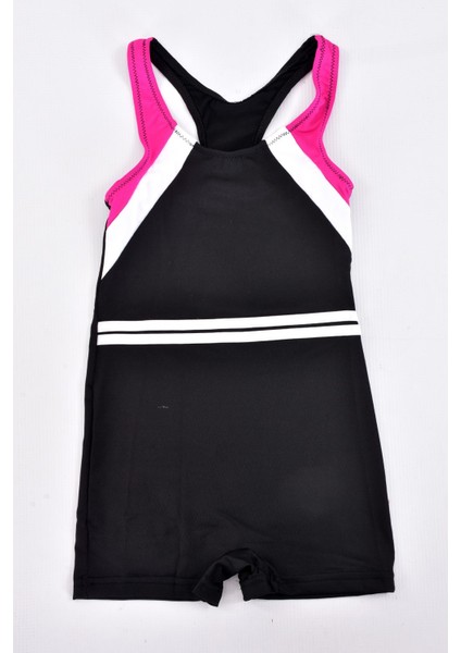 Kız Çocuk 304 Garson Şortlu Yüzücü Mayo Siyah