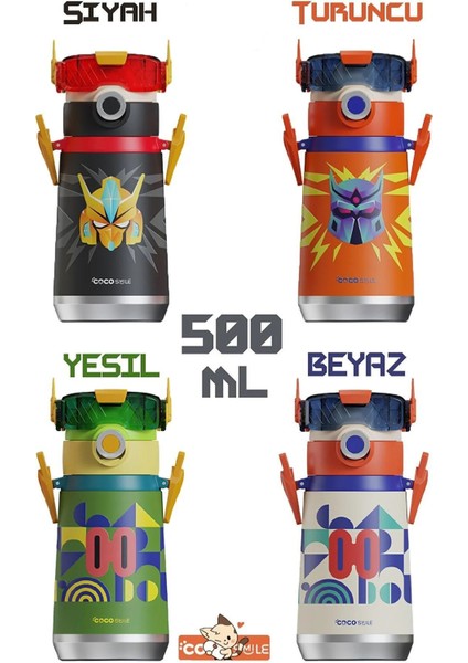 CS 0001 500 ml Beyaz Pipetli Boyun Askılı Çelik Termos modelleri