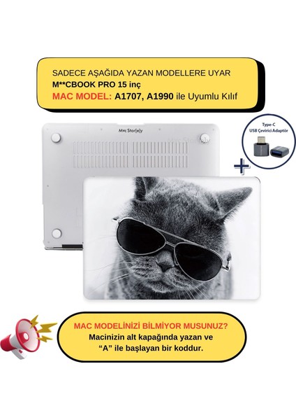 Macbook Pro Kılıf 15 inç A1707 A1990 ile Uyumlu Cat01NL