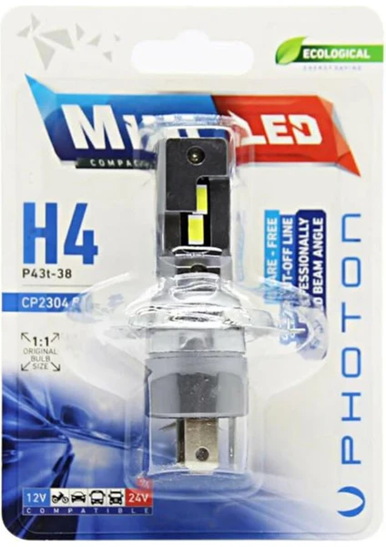 Mını H4 12-24V Compact LED (Tekli Blister) Motorsuz