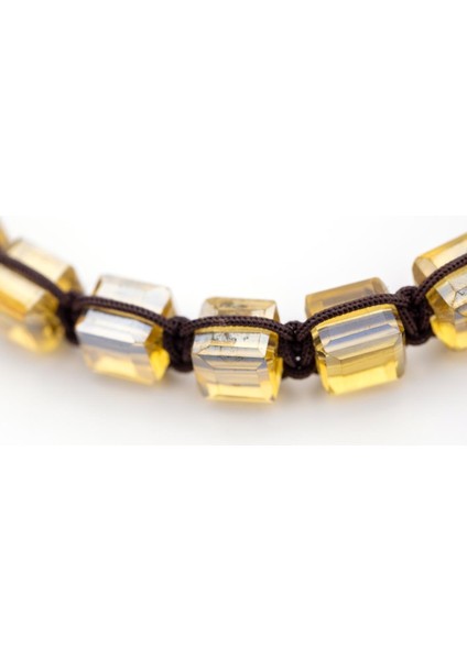 Sarı Tonlarında Makrome Örme Bileklik