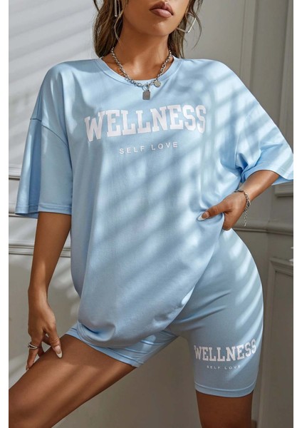Wellness Baskılı Soft Kısa Kollu Şortlu Alt Üst Takımı