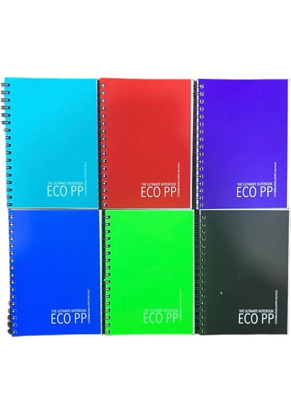 Eco Pp Spiralli Pp Kapak Defter A6 Cep Boy 60 Yp. 6 Adet Çizgili