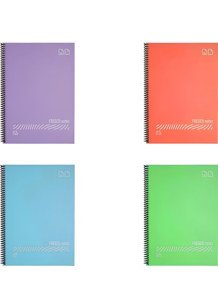 Eco Pp Spiralli Pp Kapak Defter A5 60 Yaprak  Küçük Boy  ( 2 Kare & 2 Çizgili )