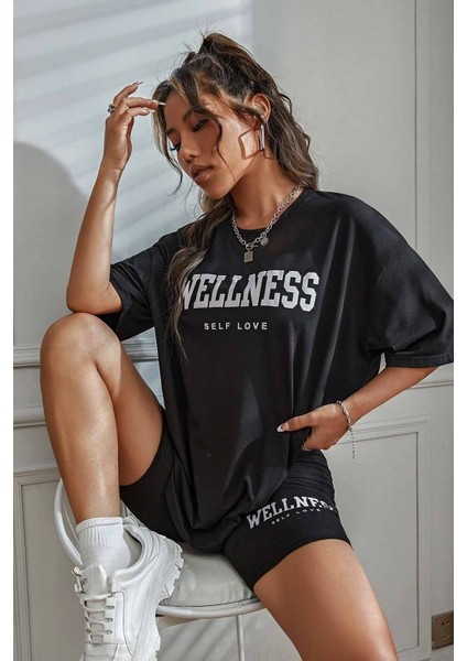 Wellness Baskılı Soft Kısa Kollu Şortlu Alt Üst Takımı