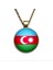 Azerbaycan Bayrak Kolye Azerbaijan Bayrağı Yuvarlak Camlı Bronz Renk Metal Kolyesi 2