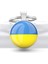 Ukrayna Bayrak Gümüş Gri Renk Anahtarlık Ukraine Bayrağı Yuvarlak 3D Cam Anahtar 3