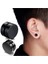 8mm Siyah Düz Küpe Yuvarlak Mıknatıslı Unisex 1 Çift Deliksiz Manyetik Çelik 1