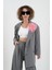 Gri Flora Çiçek Broşlu Oversize Ceket 1