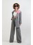 Gri Flora Çiçek Broşlu Oversize Ceket 2