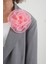 Gri Flora Çiçek Broşlu Oversize Ceket 3