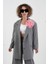 Gri Flora Çiçek Broşlu Oversize Ceket 4