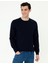 Erkek Lacivert Slim Fit Bisiklet Yaka Basic Triko Kazak 50237801-VR033 1