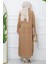 Şal Yaka Salaş Triko Hırka Camel HM2248 5