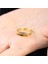 Beyaz Zirkon Taşlı Zarif Tasarım Gold Renk Free Size 925 Ayar Gümüş Kadın Yüzük 3