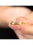 Beyaz Zirkon Taşlı Zarif Tasarım Gold Renk Free Size 925 Ayar Gümüş Kadın Yüzük 4