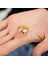 Gökyüzü - Gezegenler Tasarım Gold Renk Free Size 925 Ayar Gümüş Kadın Yüzük 2