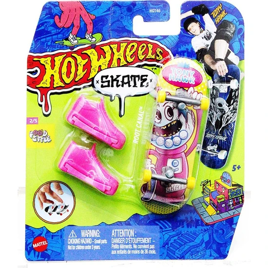 Hot Wheels Skate Temalı Parmak Kaykay ve Ayakkabı Paketleri Tony Hawk Root Canal