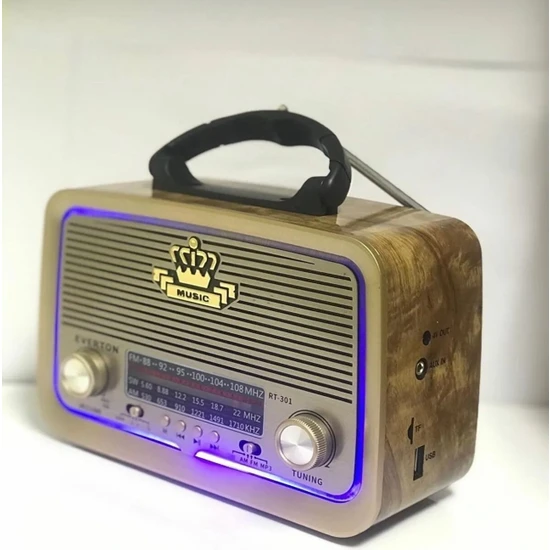 Ataşbey 301 Nostaljik Ahşap/kahve Usb-Tf Bluetooth 3 Band Klasik Radyo