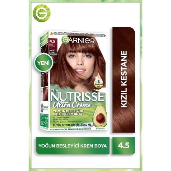Garnier Nutrisse Yoğun Besleyici Kalıcı Krem Saç Boyası 4.5 Kızıl Kestane