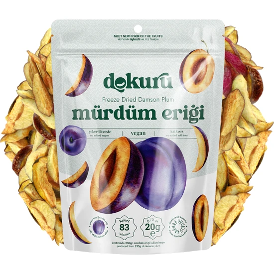 Dokuru Mürdüm Eriği Kuru Meyve Cipsi - Dondurularak Kurutulmuş Freeze Dried Çıtır Erik