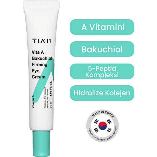 Tiam Vita A Bakuchiol Firming Eye Cream 30 ml, A Vitamini ve Bakuchiol İçeren  Kremi