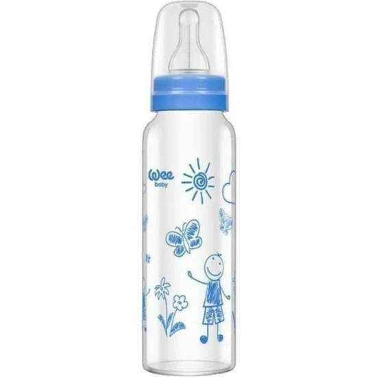 Wee Baby Isıya Dayanıklı Cam Biberon 240 ml 772 Mavi