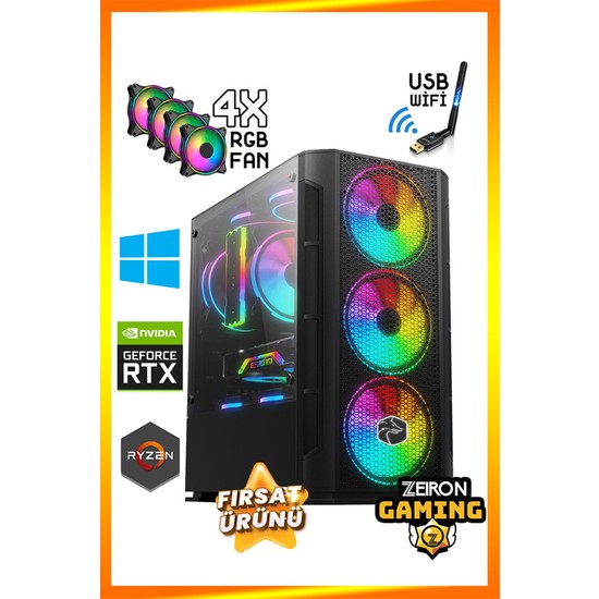 Zeiron Stella X50 Ryzen 5 5500 16GB DDR4 Ram 512GB SSD RTX3050 6GB Oyuncu Masaüstü Bilgisayar