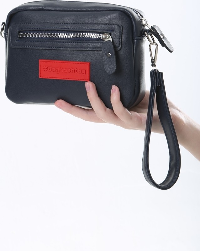 Baghashtag Lacivert Minik Unisex 3 Gözlü Deri Çanta görsel 4