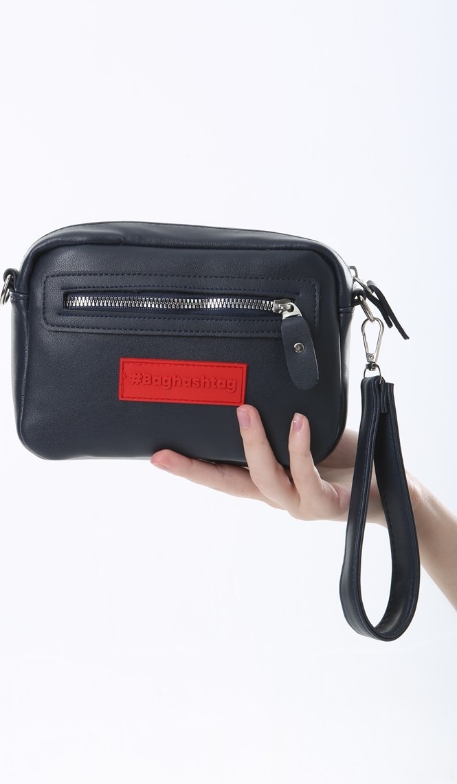 Baghashtag Lacivert Minik Unisex 3 Gözlü Deri Çanta görsel 3