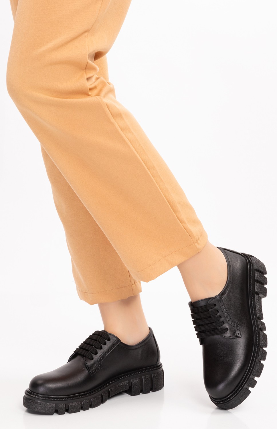 Dağlı Shoes Kadın Siyah Hakiki Deri Bağcıklı Günlük Ayakkabı görsel 2