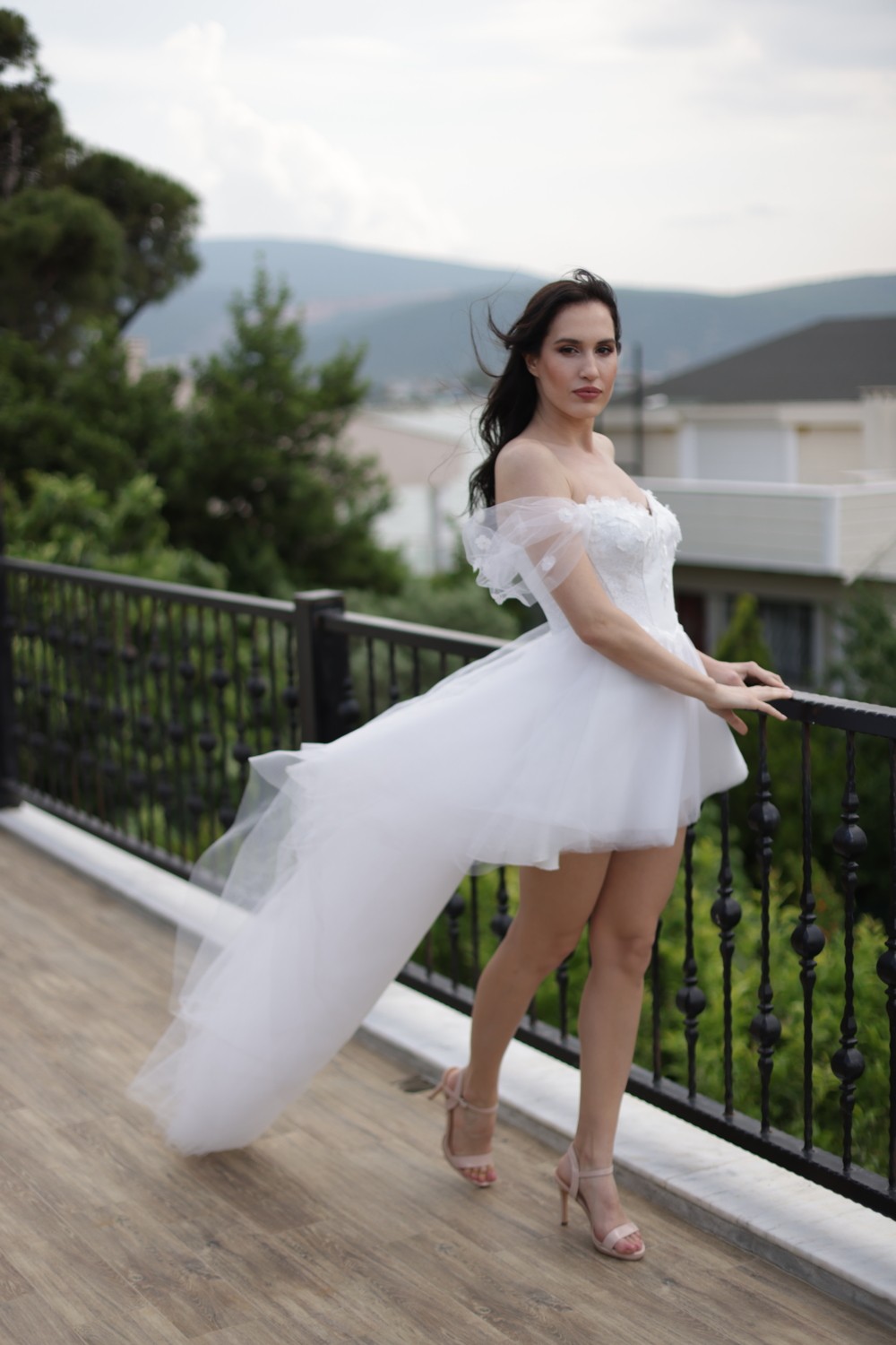 Bride In Love Önü Kısa Arkası Uzun Gelinlik ,nikah Elbisesi,after Party görsel 2