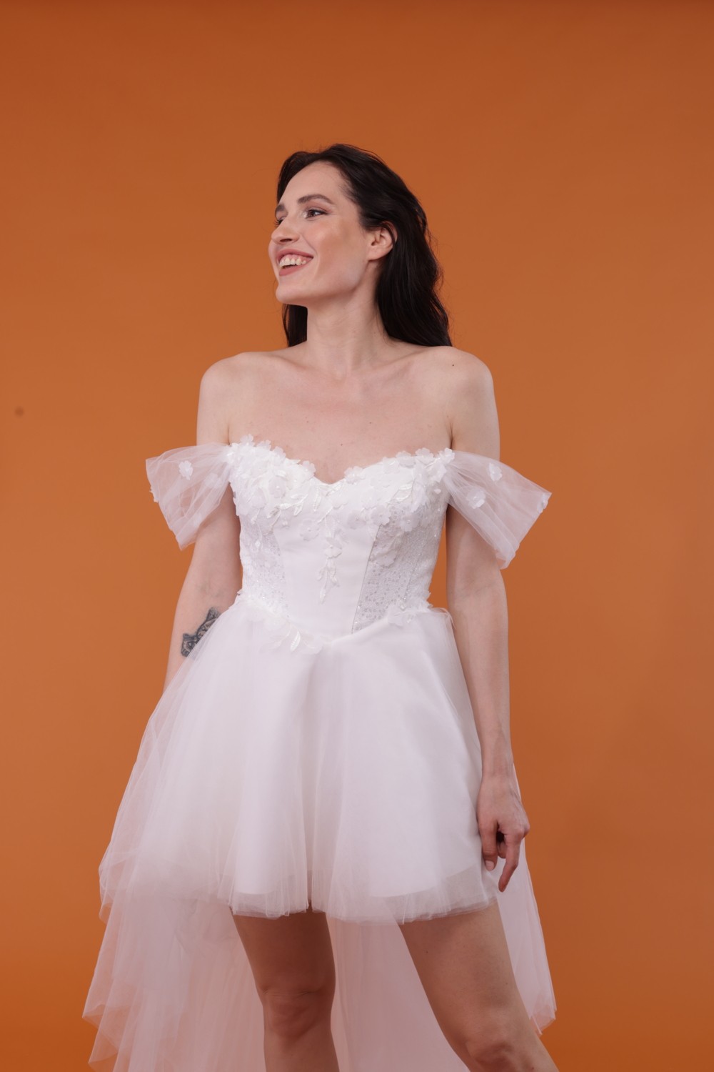 Bride In Love Önü Kısa Arkası Uzun Gelinlik ,nikah Elbisesi,after Party görsel 3