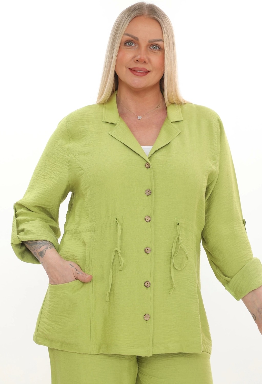 Lady Majestic Kapüşonlu Büyük Beden Viscose Ceket