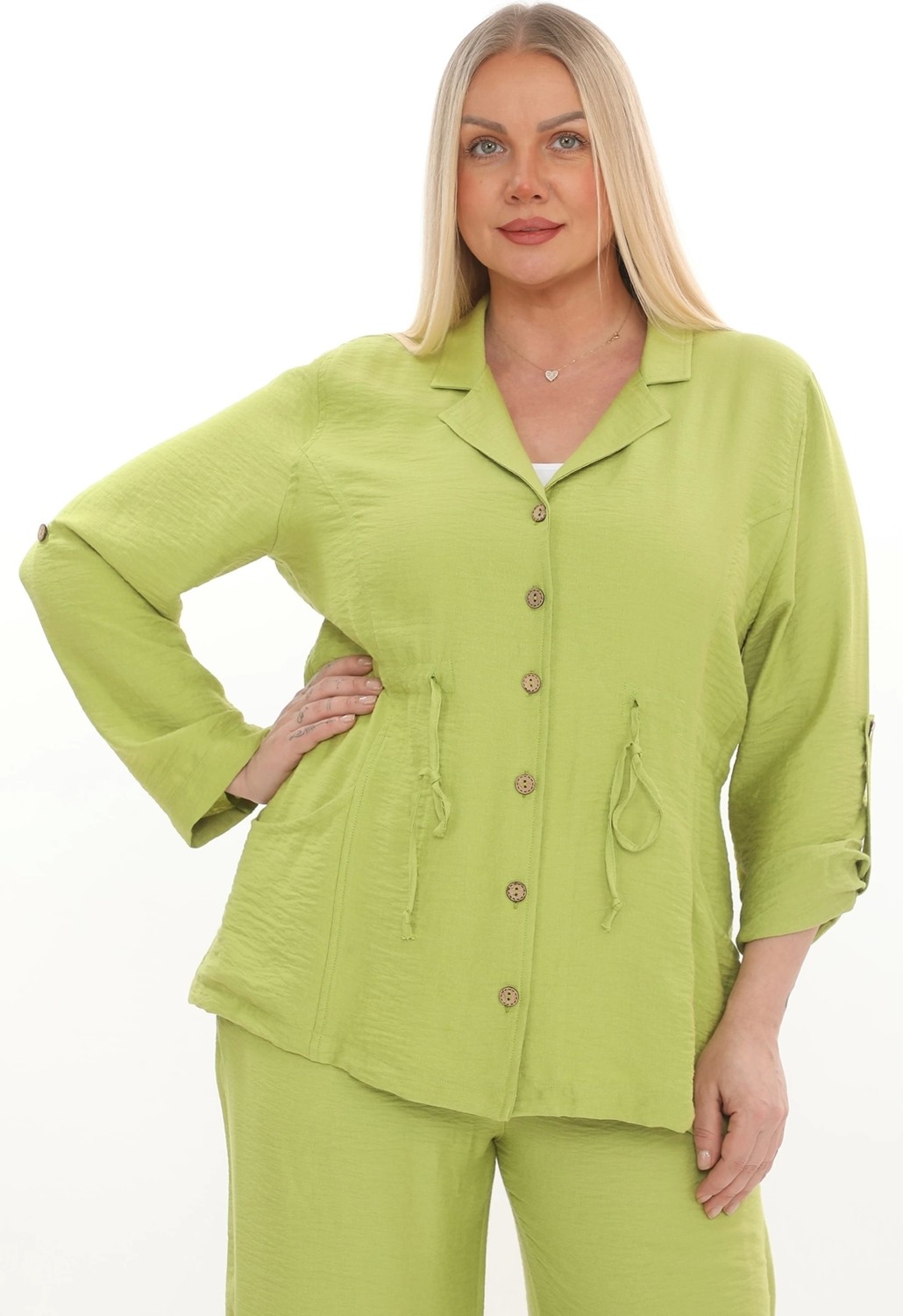 Lady Majestic Kapüşonlu Büyük Beden Viscose Ceket görsel 3