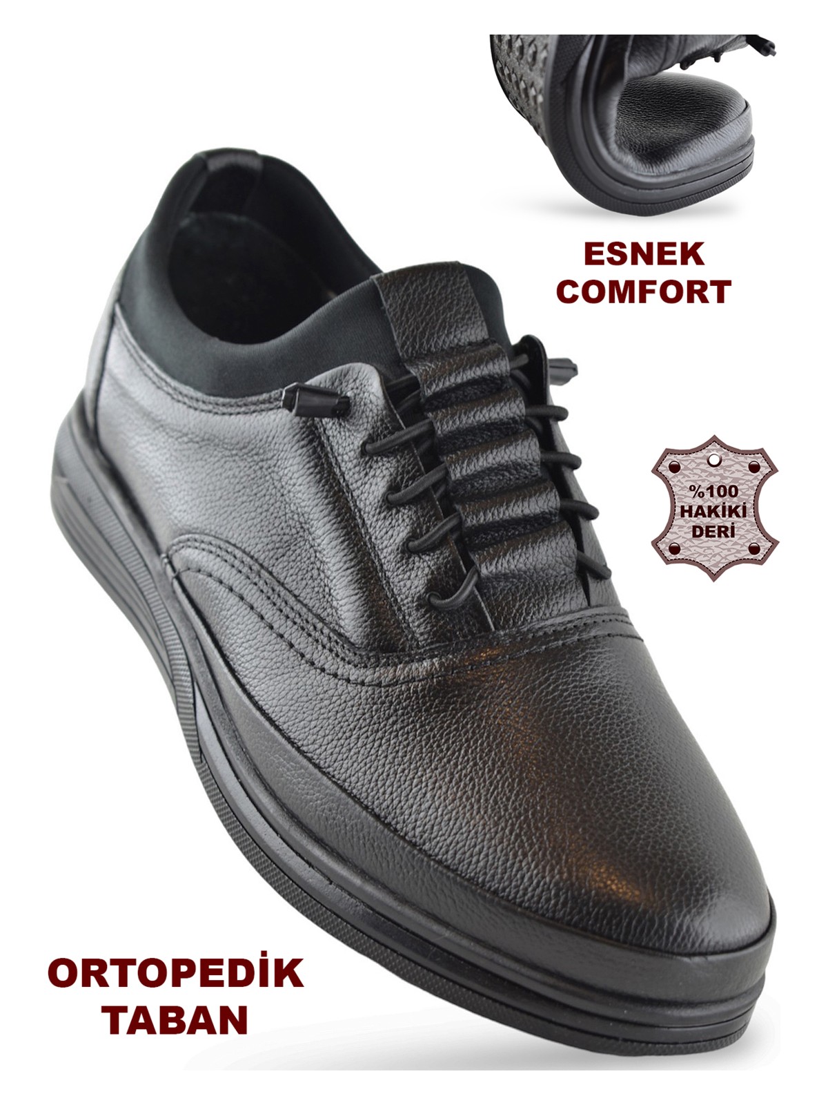 Ispartalılar 340 Tam Ortopedik Taban Hakiki Deri Erkek Ayakkabı Kauçuk Taban