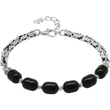 Okyanus Silver Kararmaz Metal Kral Zincirli Silver Renk Dorika Top Süslemeli Kapsül Kesim Kırmızı Doğal Damla Kehribar Erkek Bileklik