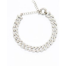 Okyanus Silver Beyaz Zirkon Taşlı Silver Renk 925 Ayar Gümüş Gurmet Kadın Bileklik